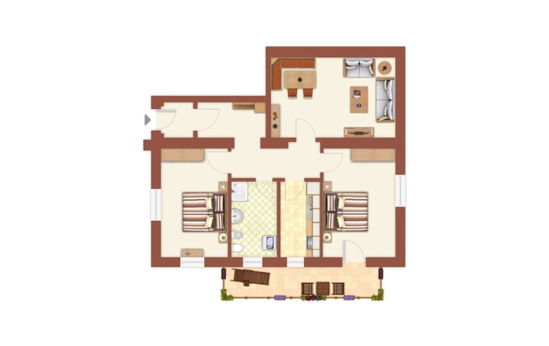 Pianta dell'appartamento vacanze hubertus per famiglie a Fiè allo Sciliar - Alto Adige