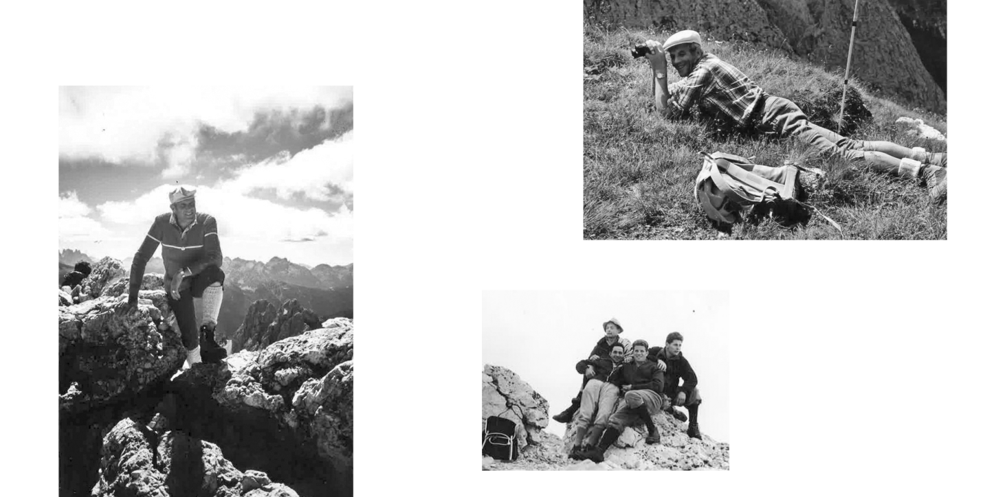 hubertus dolomites Fiè allo Sciliar | Esperienze estive e invernali sull'Alpe di Siusi L'immagine mostra tre vecchie foto con il fondatore dell'Hotel hubertus.