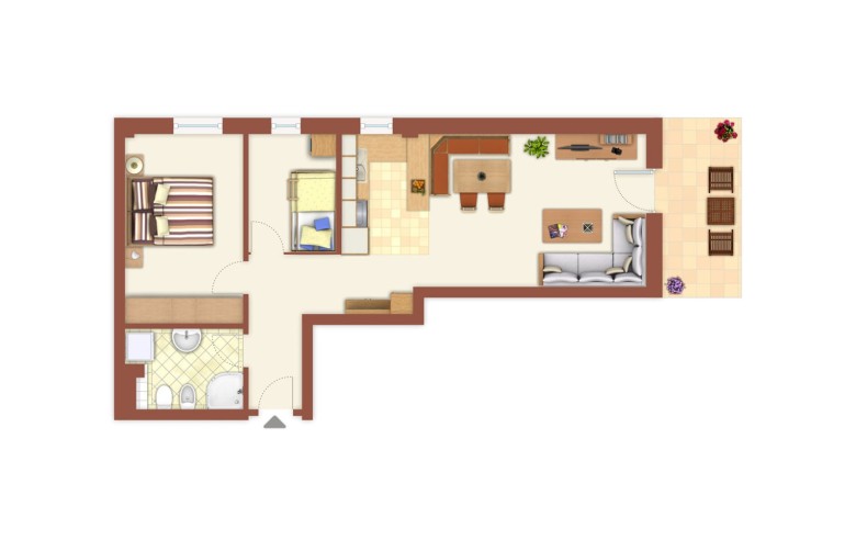 Pianta dell'appartamento vacanze, il chalet panorama, al hubertus Fiè allo Sciliar - Alto Adige